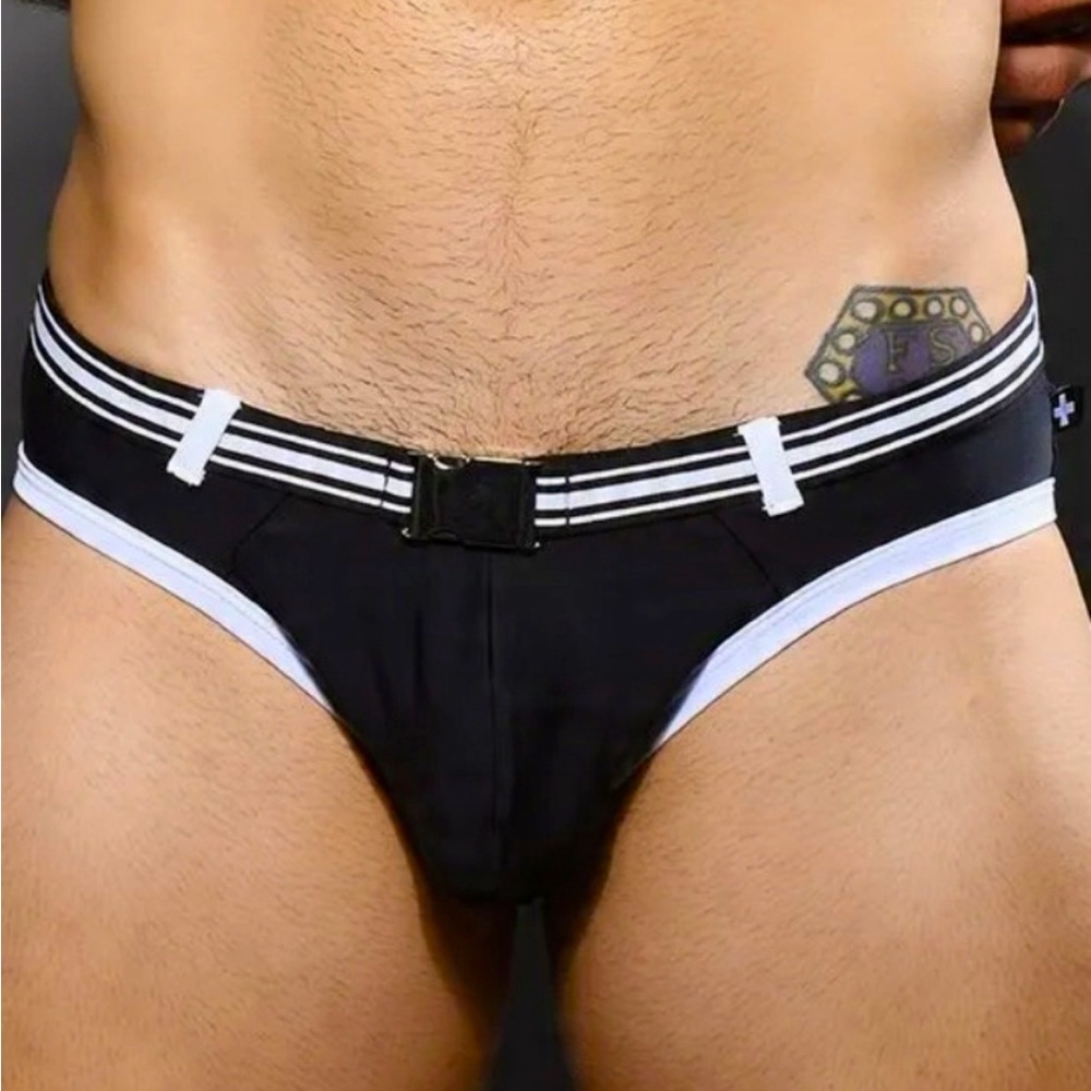 Andrew Christian Belt Bikini Small Black White NWT 79 - Picture 5 of 9